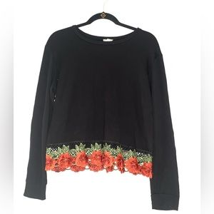 Dirtee Laundry - Black Long Sleeve Crocheted Rose Bottom XL